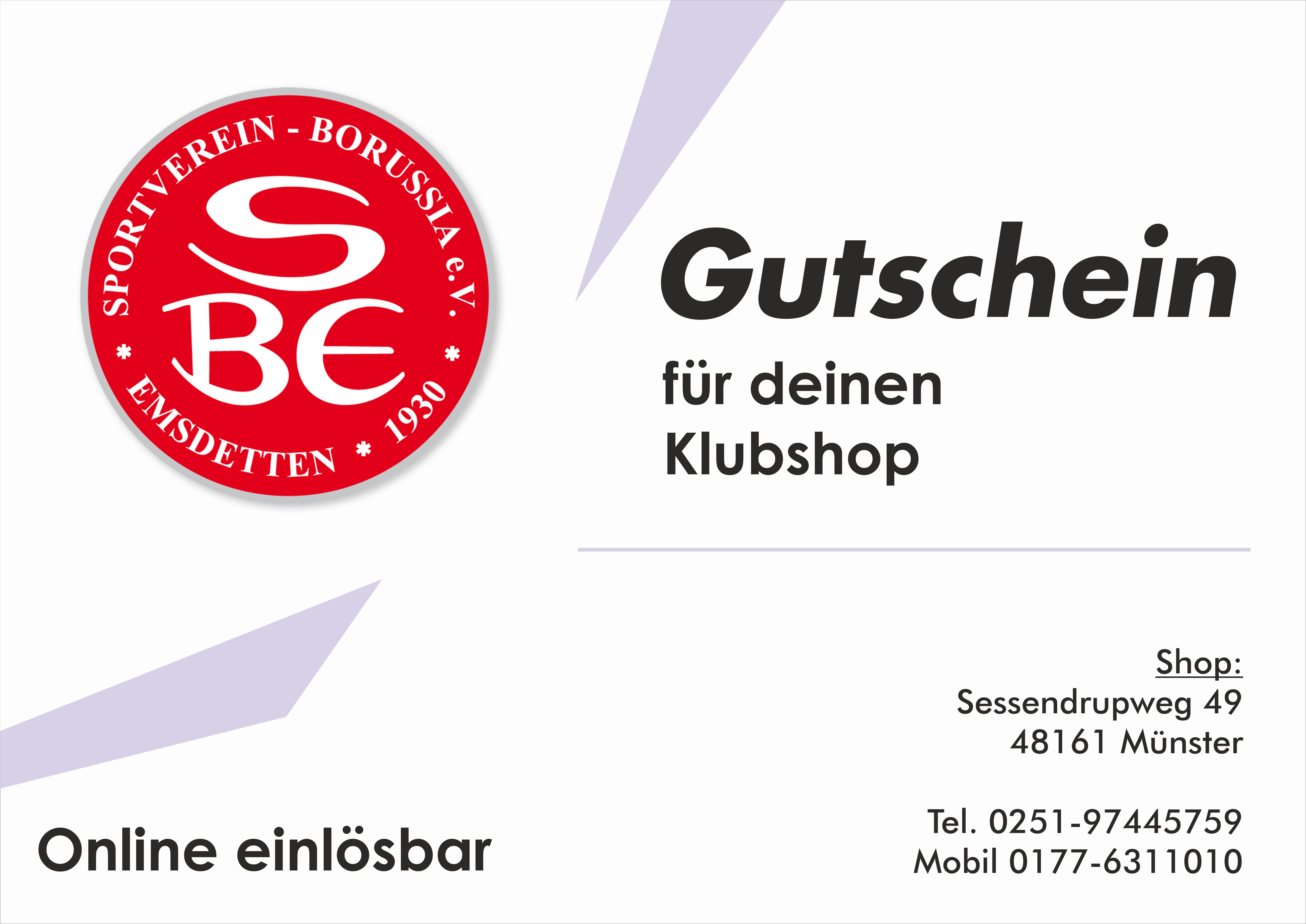Gutschein Klubshop Borussia Emsdetten